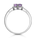 Halo Amethyst And Diamond Stellato Heart Ring In 9k White Gold