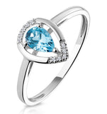 Pear Shaped Swiss Blue Topaz Diamond Stellato Ring In 9k White Gold