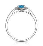 Pear Shaped Swiss Blue Topaz Diamond Stellato Ring In 9k White Gold