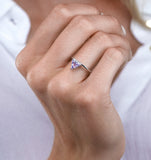 Triangle Amethyst And Diamond Stellato Ring In 9k White Gold