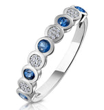 Stellato Sapphire And Diamond Eternity Ring In 9k White Gold