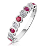 Stellato Ruby And Diamond Eternity Ring In 9k White Gold
