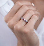 Stellato Ruby And Diamond Eternity Ring In 9k White Gold