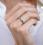 Stellato Emerald And Diamond Eternity Ring In 9k White Gold