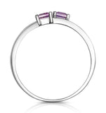 Twin Amethyst And Diamond Stellato Ring In 9k White Gold