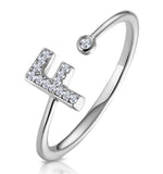 Diamond Initial 'f' Ring 0.07ct Set In 9k White Gold