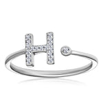 Diamond Initial 'h' Ring 0.07ct Set In 9k White Gold