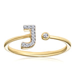 Diamond Initial 'j' Ring 0.07ct Set In 9k Gold