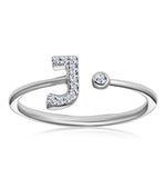 Diamond Initial 'j' Ring 0.07ct Set In 9k White Gold