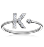Diamond Initial 'k' Ring 0.07ct Set In 9k White Gold