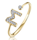 Diamond Initial 'm' Ring 0.07ct Set In 9k Gold