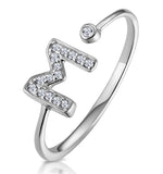 Diamond Initial 'm' Ring 0.07ct Set In 9k White Gold
