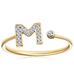 Diamond Initial 'm' Ring 0.07ct Set In 9k Gold