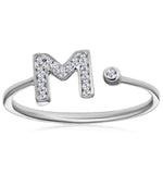 Diamond Initial 'm' Ring 0.07ct Set In 9k White Gold