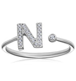 Diamond Initial 'n' Ring 0.07ct Set In 9k White Gold