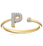 Diamond Initial 'p' Ring 0.07ct Set In 9k Gold