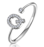 Diamond Initial 'q' Ring 0.07ct Set In 9k White Gold