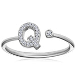 Diamond Initial 'q' Ring 0.07ct Set In 9k White Gold