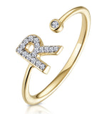 Diamond Initial 'r' Ring 0.07ct Set In 9k Gold