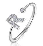 Diamond Initial 'r' Ring 0.07ct Set In 9k White Gold
