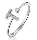 Diamond Initial 't' Ring 0.07ct Set In 9k White Gold