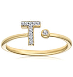 Diamond Initial 't' Ring 0.07ct Set In 9k Gold