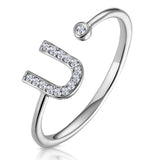 Diamond Initial 'u' Ring 0.07ct Set In 9k White Gold