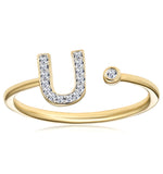 Diamond Initial 'u' Ring 0.07ct Set In 9k Gold
