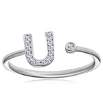 Diamond Initial 'u' Ring 0.07ct Set In 9k White Gold
