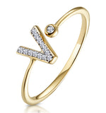 Diamond Initial 'v' Ring 0.07ct Set In 9k Gold
