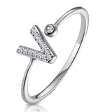 Diamond Initial 'v' Ring 0.07ct Set In 9k White Gold