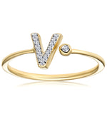 Diamond Initial 'v' Ring 0.07ct Set In 9k Gold