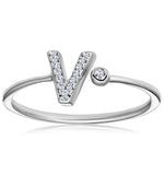 Diamond Initial 'v' Ring 0.07ct Set In 9k White Gold