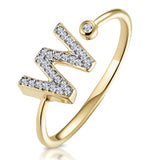 Diamond Initial 'w' Ring 0.07ct Set In 9k Gold