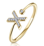 Diamond Initial 'x' Ring 0.07ct Set In 9k Gold