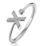 Diamond Initial 'x' Ring 0.07ct Set In 9k White Gold