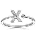 Diamond Initial 'x' Ring 0.07ct Set In 9k White Gold