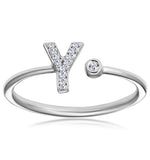 Diamond Initial 'y' Ring 0.07ct Set In 9k White Gold