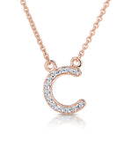 Initial 'c' Necklace Diamond Encrusted Pave Set In 9k Rose Gold