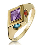 Amethyst Citrine Blue Topaz And Garnet Signature Ring In 9k Gold