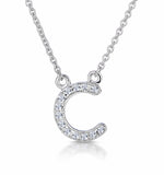 Initial 'c' Necklace Diamond Encrusted Pave Set In 9k White Gold