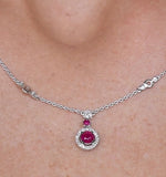 Ruby And Diamond Stellato Necklace 0.12ct In 9k White Gold