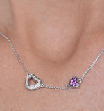 Pink Sapphire And Diamond Stellato Heart Necklace In 9kw Gold D3412