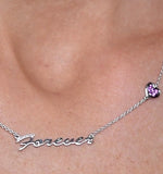 Pink Sapphire And Diamond Stellato Heart Necklace In 9k White Gold