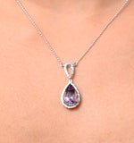 Amethyst 2.78ct And Diamond 9k White Gold Necklace