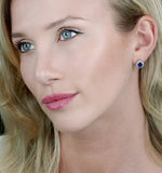 Sapphire And 0.5ct Diamond Earrings 18k White Gold Asteria Collection