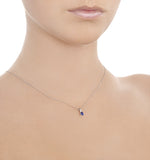 Sapphire 5 X 4mm 18k White Gold Pendant Necklace