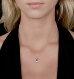 Pink Sapphire 7 X 5mm 18k White Gold Pendant Necklace