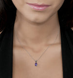 Tanzanite 7 X 5mm 18k White Gold Pendant Necklace