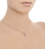 Pink Sapphire 6 X 4mm And Diamond 18k White Gold Pendant Necklace